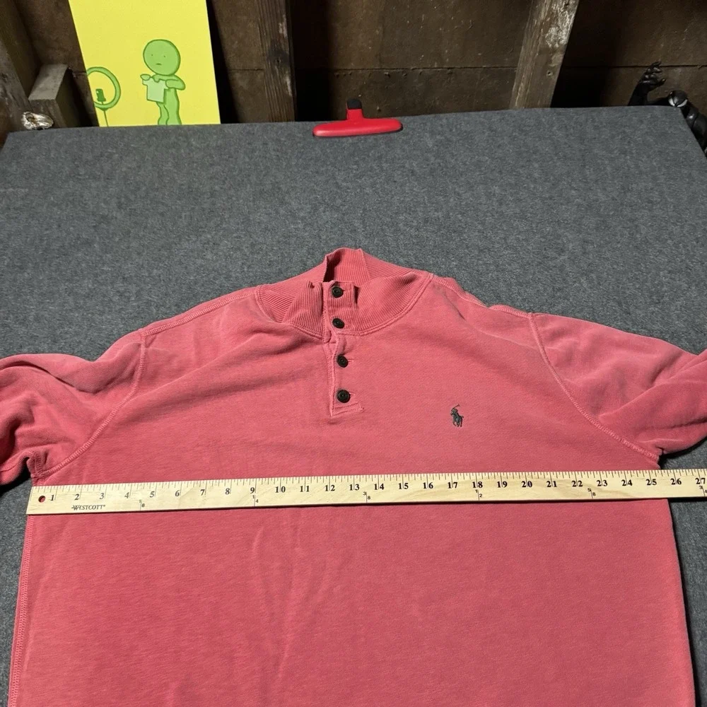 VTG 90s Polo Ralph Lauren 1/4 Button‎ Pullover Faded Red Size XL Grunge Preppy